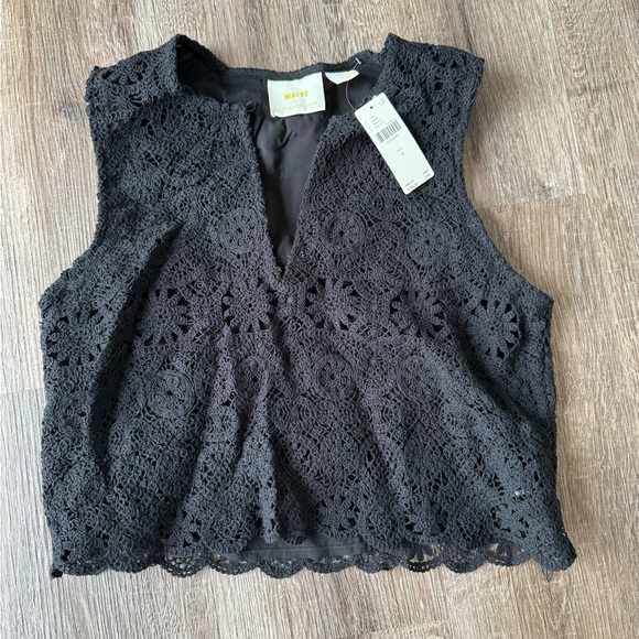NWT Anthropologie Maeve Solid Eyelet Crochet Top - Picture 3 of 5